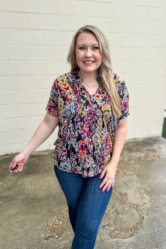 BE Stage Rings Let It Be Known Floral Top Black