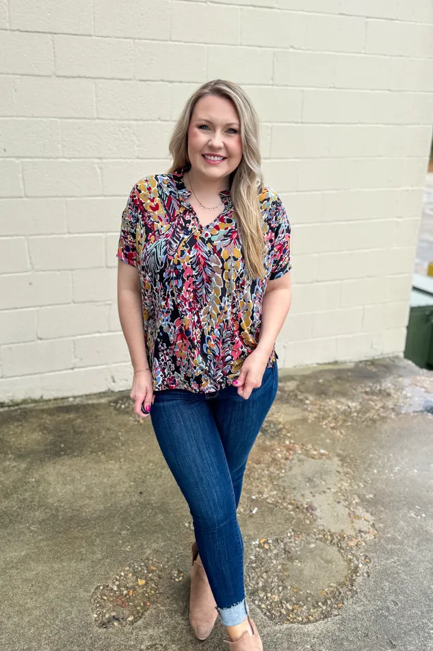 BE Stage Rings Let It Be Known Floral Top Black