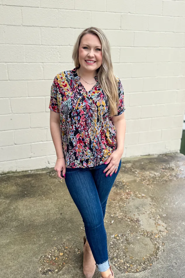BE Stage Rings Let It Be Known Floral Top Black