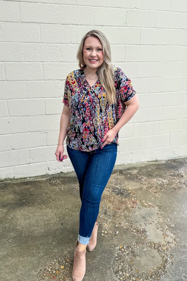 BE Stage Rings Let It Be Known Floral Top Black