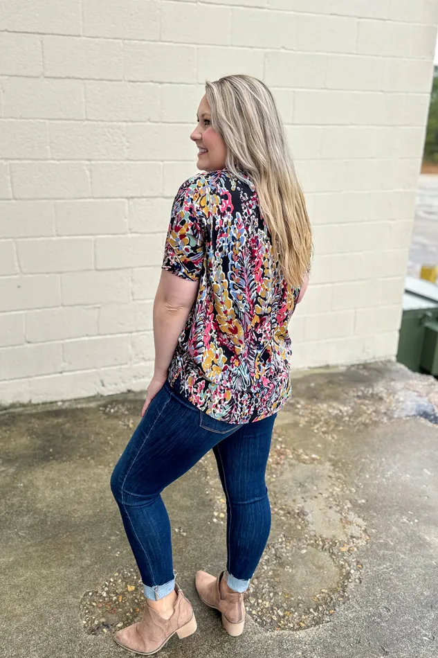 BE Stage Rings Let It Be Known Floral Top Black