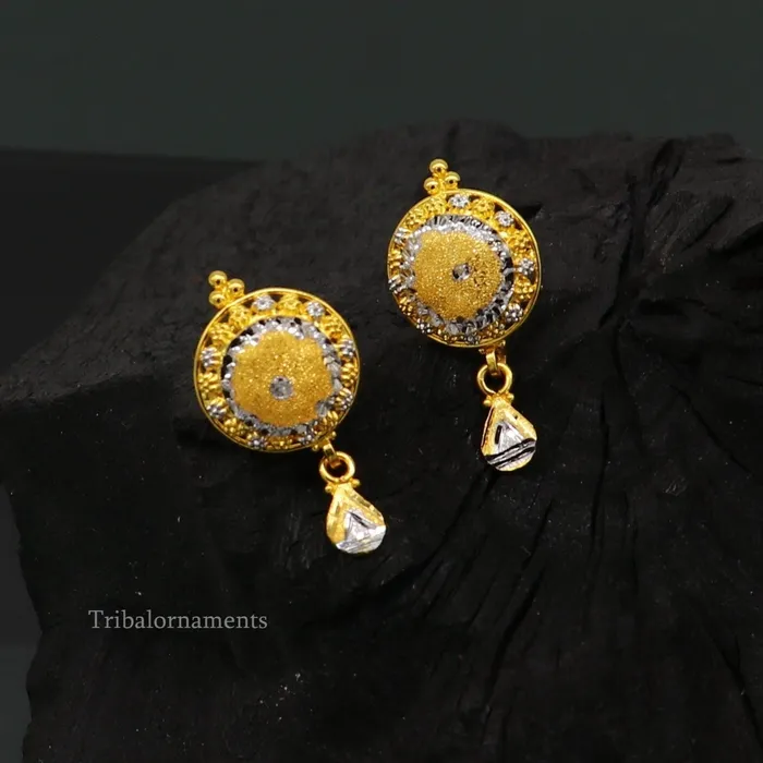 Earrings TRIBAL ORNAMENTS 22Kt yellow gold handmade Stylish designer fancy earring gorgeous brides gift daily use best gifting stud earring charm jewelry ear129