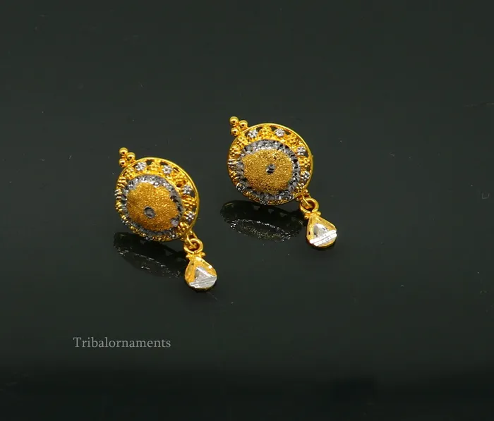 Earrings TRIBAL ORNAMENTS 22Kt yellow gold handmade Stylish designer fancy earring gorgeous brides gift daily use best gifting stud earring charm jewelry ear129