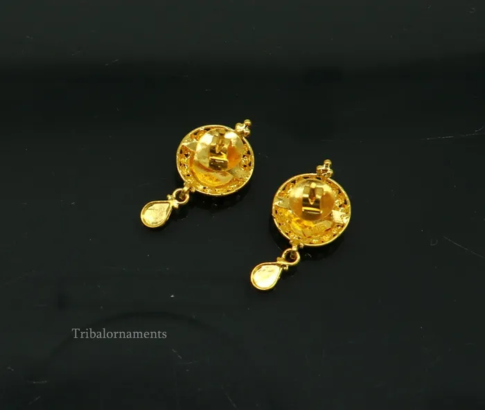 Earrings TRIBAL ORNAMENTS 22Kt yellow gold handmade Stylish designer fancy earring gorgeous brides gift daily use best gifting stud earring charm jewelry ear129