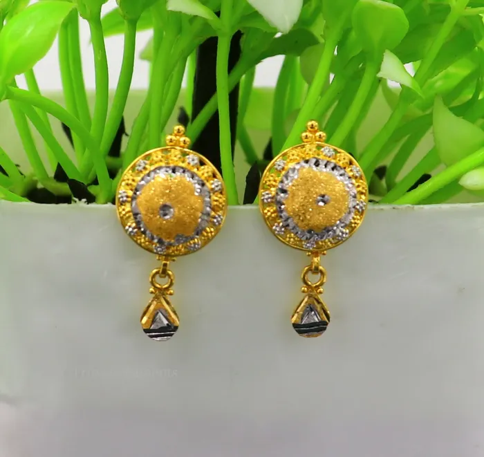 Earrings TRIBAL ORNAMENTS 22Kt yellow gold handmade Stylish designer fancy earring gorgeous brides gift daily use best gifting stud earring charm jewelry ear129