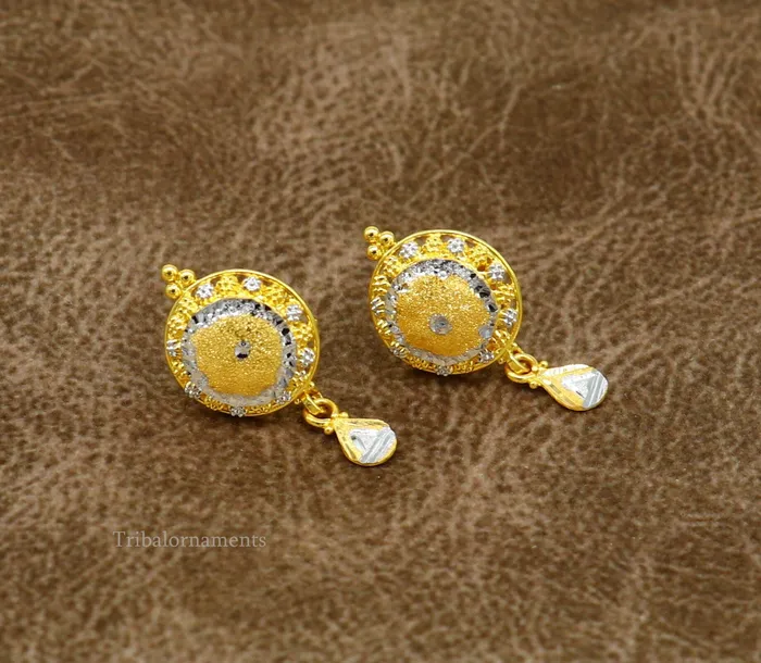 Earrings TRIBAL ORNAMENTS 22Kt yellow gold handmade Stylish designer fancy earring gorgeous brides gift daily use best gifting stud earring charm jewelry ear129