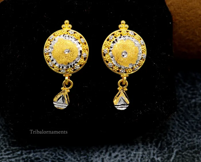 Earrings TRIBAL ORNAMENTS 22Kt yellow gold handmade Stylish designer fancy earring gorgeous brides gift daily use best gifting stud earring charm jewelry ear129