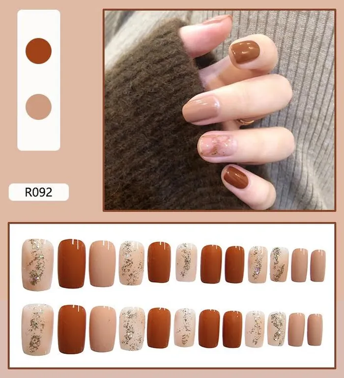 Polly NS607 Long Square Press On Nails 24 Pieces R092 Earrings