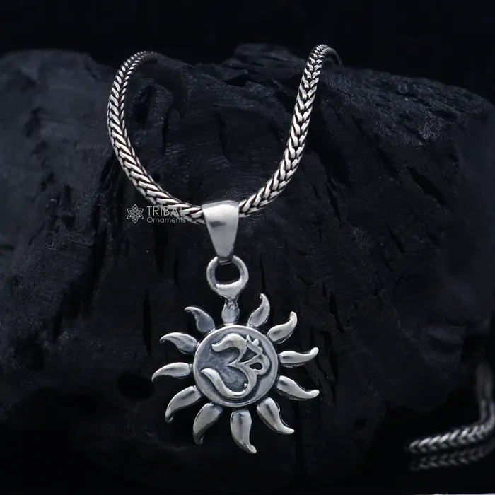 TRIBAL ORNAMENTS Necklaces 925 Sterling silver handmade om design shiva mantra pendant nsp863 TRIBAL ORNAMENTS Necklaces 925 Sterling silver handmade om design shiva mantra pendant nsp863