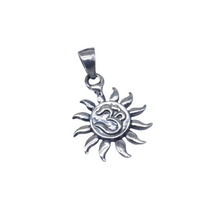 TRIBAL ORNAMENTS Necklaces 925 Sterling silver handmade om design shiva mantra pendant nsp863