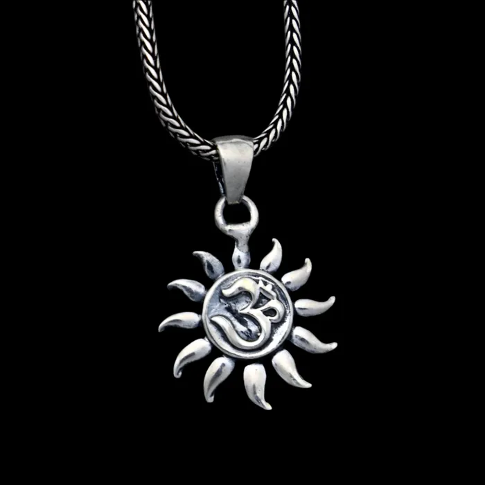 TRIBAL ORNAMENTS Necklaces 925 Sterling silver handmade om design shiva mantra pendant nsp863