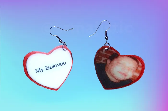 Earrings Sam Makes Things READY TO SHIP My Beloved Character Locket Hearts 2D detailed Handmade Earrings