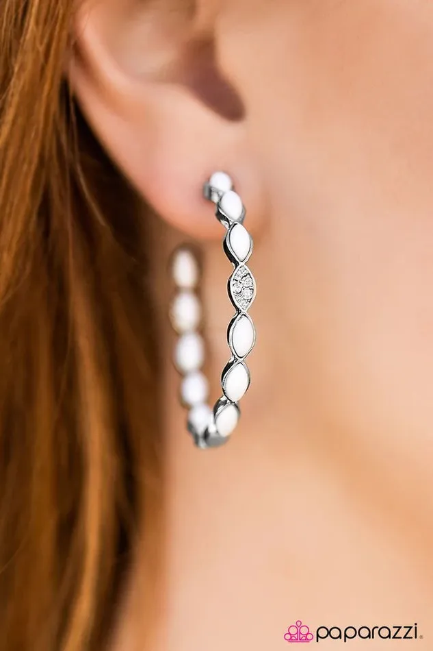 Paparazzi Earring Colorful Impressions White Paparazzi Jewelry Earrings