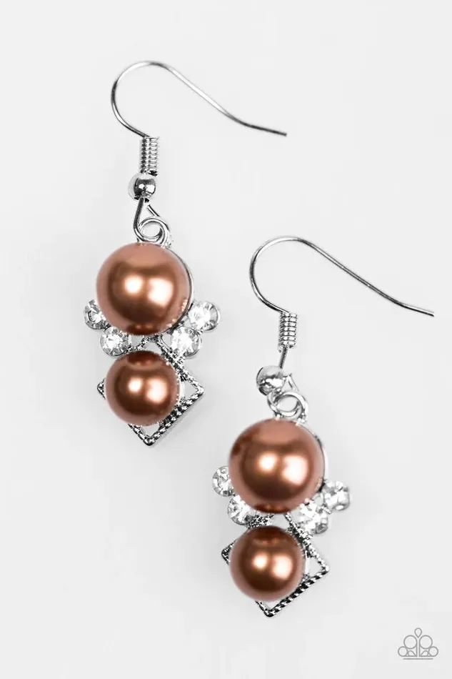 Paparazzi Jewelry Earrings Paparazzi Earring Mrs Gatsby Brown