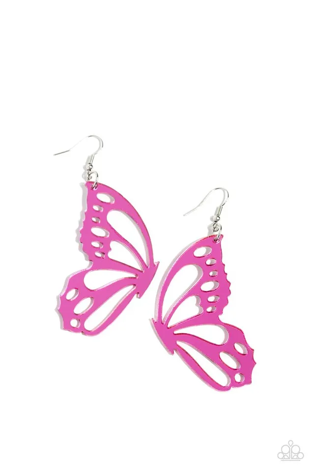 Paparazzi Jewelry Paparazzi Earring WING of the World Pink Earrings Paparazzi Jewelry Paparazzi Earring WING of the World Pink Earrings