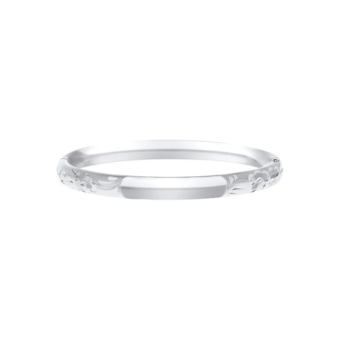 Rings Croghans Baby Sterling Silver Floral Signet Bangle