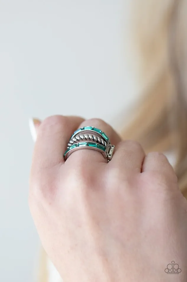 Rings Paparazzi Ring Emulating Edge Green Paparazzi Jewelry