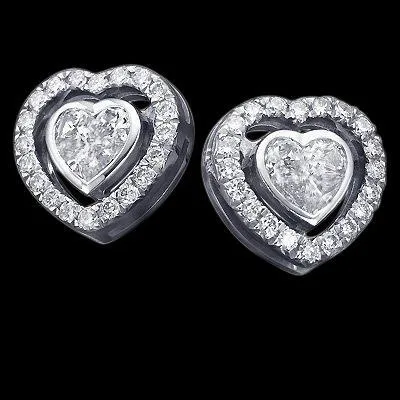 240 Ct Heart Cut Natural Earth Mined Diamond Stud Halo Earring White Gold GB Earrings 240 Ct Heart Cut Natural Earth Mined Diamond Stud Halo Earring White Gold GB Earrings