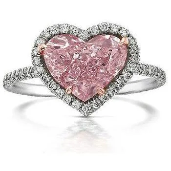 335 Carats Heart Pink Sapphire And Round Small Natural Earth Mined Diamonds Gemstone Ring GB Rings 335 Carats Heart Pink Sapphire And Round Small Natural Earth Mined Diamonds Gemstone Ring GB Rings