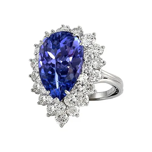 575 Ct Pear Tanzanite With Natural Earth Mined Diamonds Ring White Gold GB Rings 575 Ct Pear Tanzanite With Natural Earth Mined Diamonds Ring White Gold GB Rings
