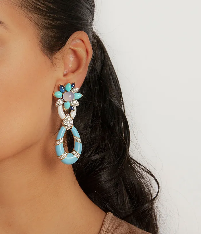 Asheville Earrings Light Blue Enamel Turquoise Diamonds David Webb Workshop Earrings Asheville Earrings Light Blue Enamel Turquoise Diamonds David Webb Workshop Earrings