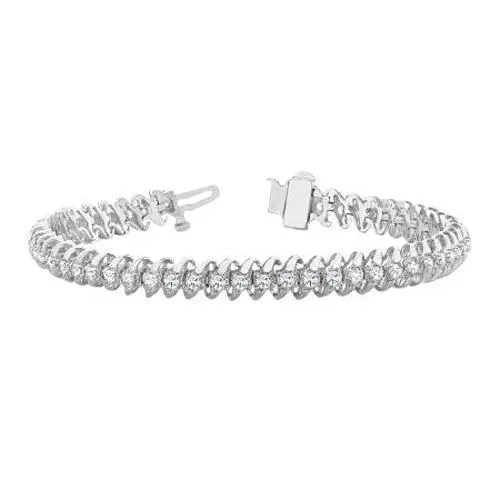 GB Bracelets Tennis Bracelet White Gold 14K 7 Carats Sparkling Round Natural Earth Mined Diamonds GB Bracelets Tennis Bracelet White Gold 14K 7 Carats Sparkling Round Natural Earth Mined Diamonds