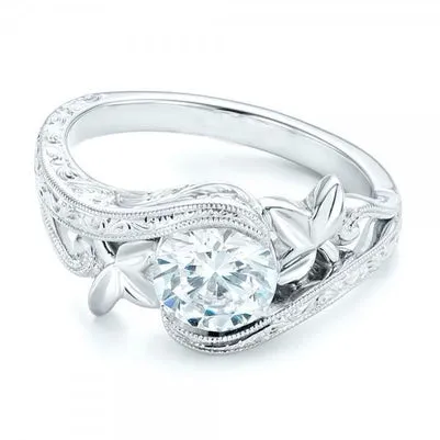 GB Rings Solitaire Real Natural Earth Mined Diamond Engagement Ring Antique Style 250 Ct White Gold 14K