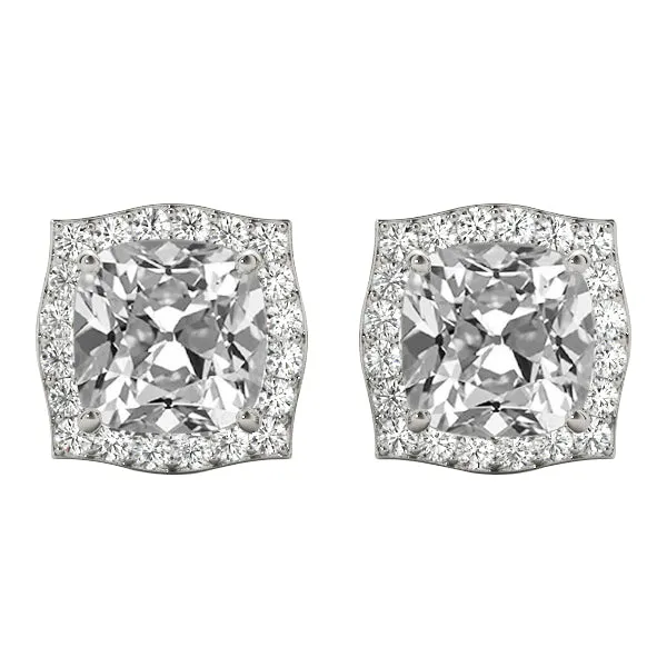 HarryChadEntcom Halo Studs Old Miner Cushion Real Diamond Earrings 14 Ct Earrings HarryChadEntcom Halo Studs Old Miner Cushion Real Diamond Earrings 14 Ct Earrings