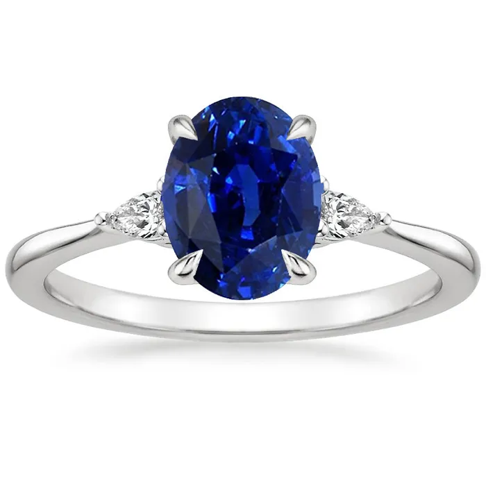 HarryChadEntcom Rings Three Stone Ring Oval Sri Lankan Sapphire Pear Natural Earth Mined Diamonds 250 Carats HarryChadEntcom Rings Three Stone Ring Oval Sri Lankan Sapphire Pear Natural Earth Mined Diamonds 250 Carats