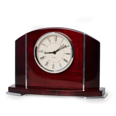 Lacquered Mahogany Wood Quartz Clock w Stainless Steel Bey Berk Bracelets