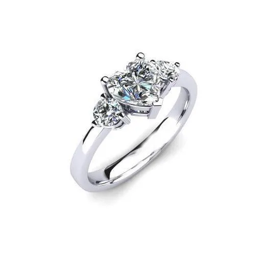 Rings GB Heart Round 240 Carat Engagement Ring 3 Stone White Gold 14K Natural Earth Mined Diamond Rings GB Heart Round 240 Carat Engagement Ring 3 Stone White Gold 14K Natural Earth Mined Diamond