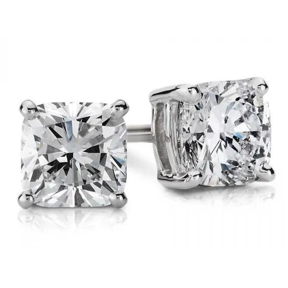 Sparkling 550 Carats Cushion Cut Natural Earth Mined Diamonds Studs Earrings Gold 14K GB Earrings