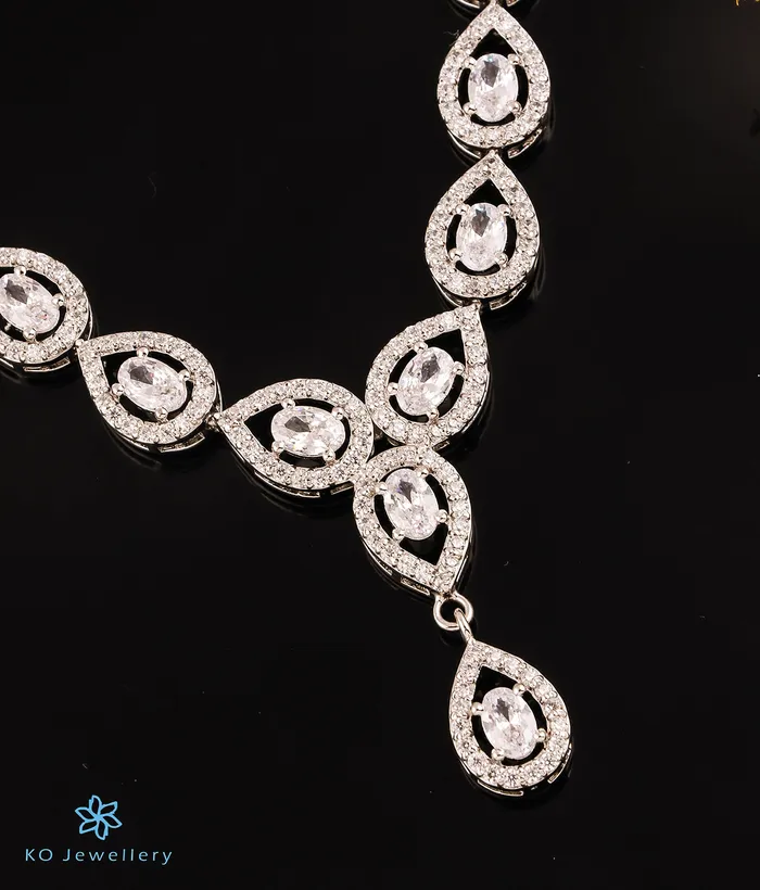 The Graceful Sparkle Silver Necklace Earrings Imported Necklaces