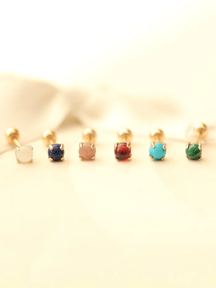 14K gold Gemstone cartilage earring 20g MinimalBijoux Earrings