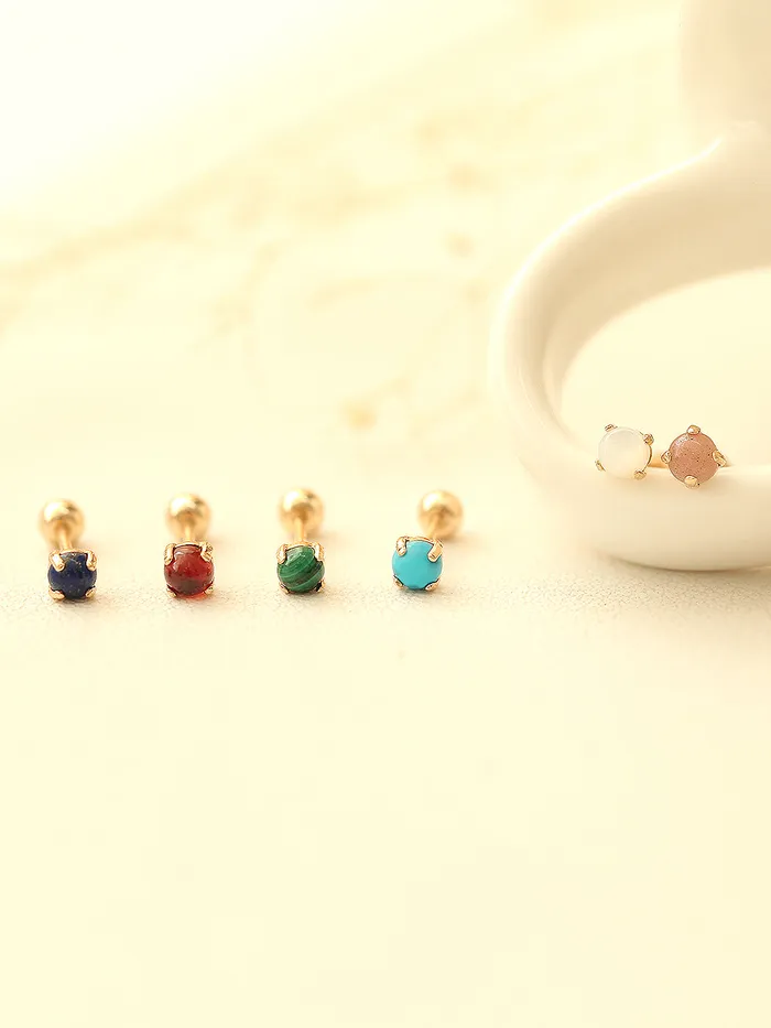 14K gold Gemstone cartilage earring 20g MinimalBijoux Earrings