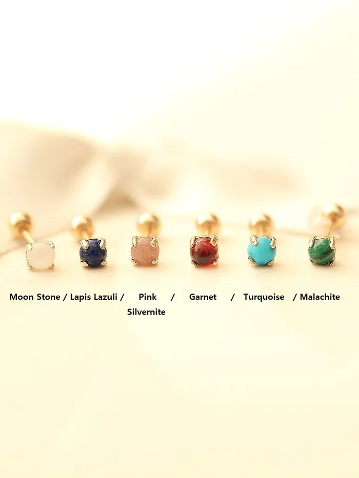 14K gold Gemstone cartilage earring 20g MinimalBijoux Earrings