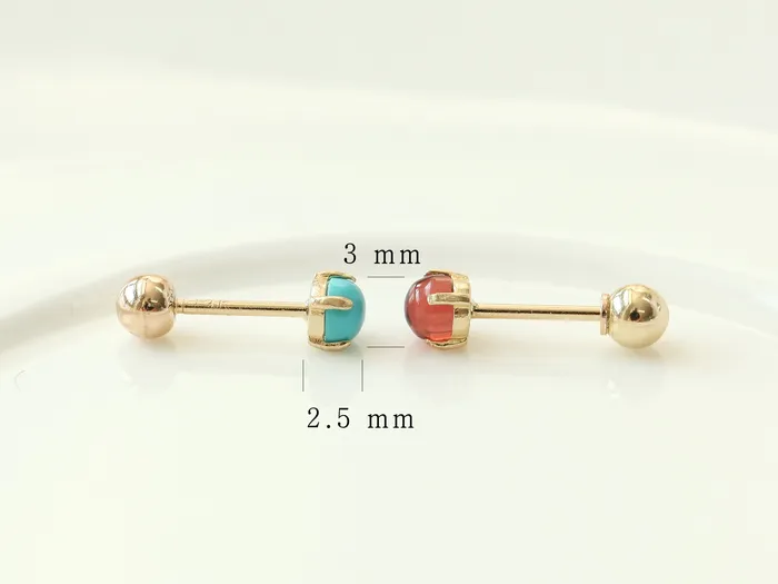 14K gold Gemstone cartilage earring 20g MinimalBijoux Earrings