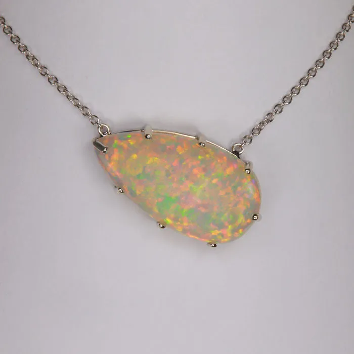 14K White Gold Pear Shape Opal Necklace 2744 Carats Moriartys Gem Art Necklaces 14K White Gold Pear Shape Opal Necklace 2744 Carats Moriartys Gem Art Necklaces