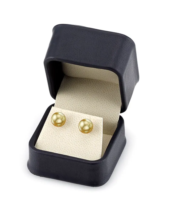 Earrings SPT Golden South Sea Round Pearl Stud Earrings 7080mm
