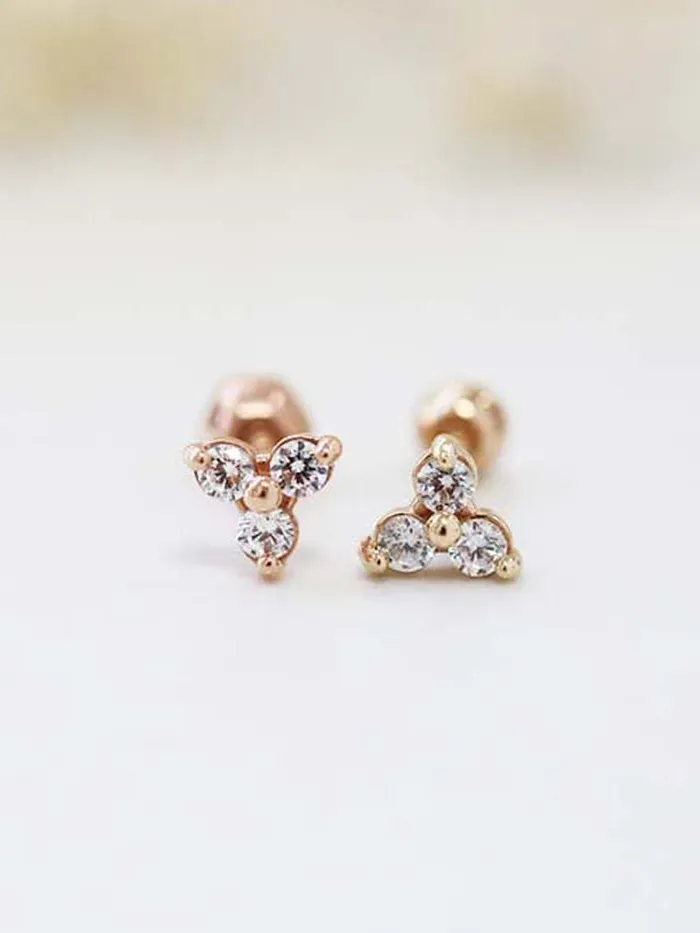 MinimalBijoux Earrings 14K Gold Triangle Ball Cubic Cartilage Earring 18G16G