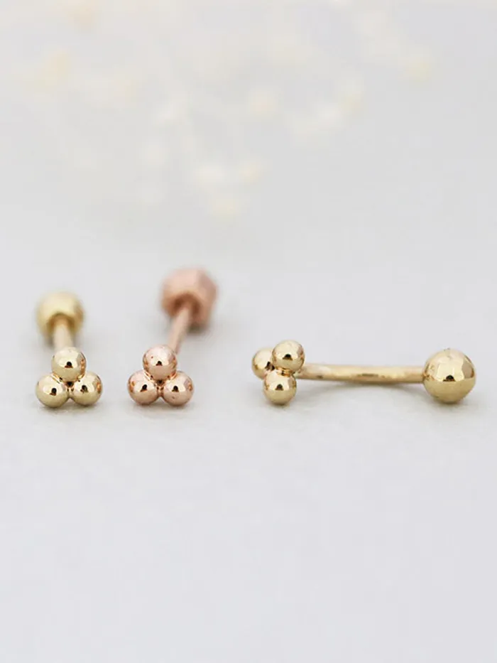 MinimalBijoux Earrings 14K Gold Triangle Ball Cubic Cartilage Earring 18G16G