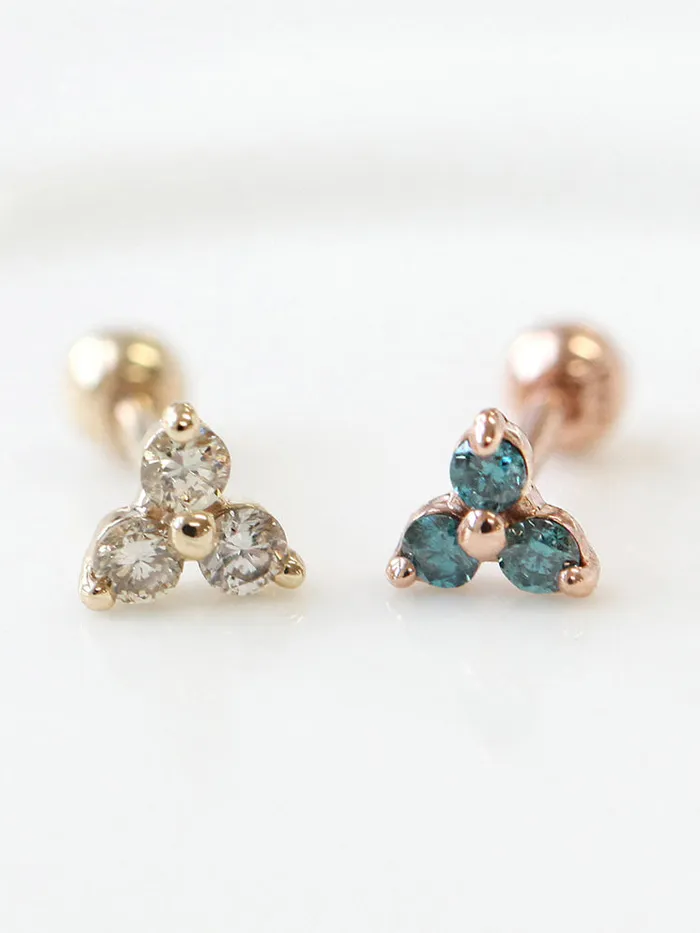 MinimalBijoux Earrings 14K Gold Triangle Ball Cubic Cartilage Earring 18G16G