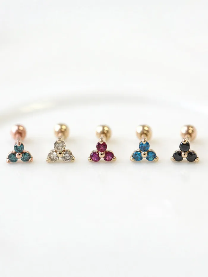 MinimalBijoux Earrings 14K Gold Triangle Ball Cubic Cartilage Earring 18G16G