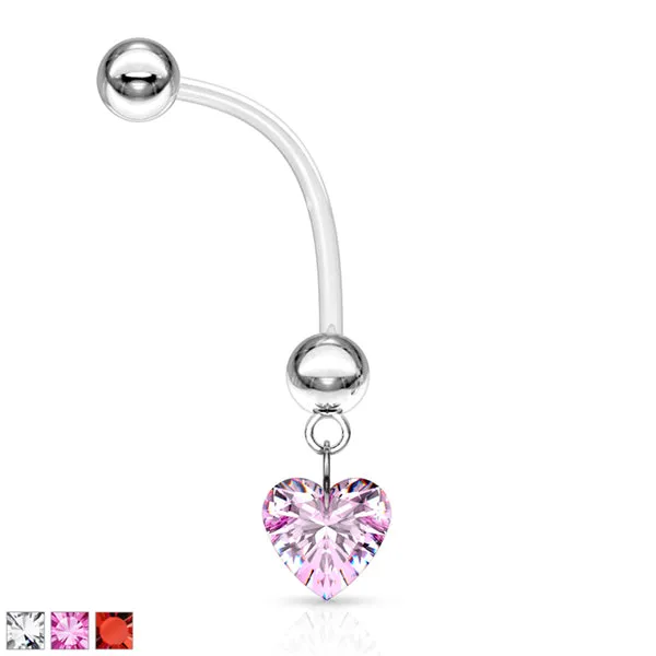 Tulsa Body Jewelry Necklaces Heart CZ Dangle Pregnancy Belly Barbell