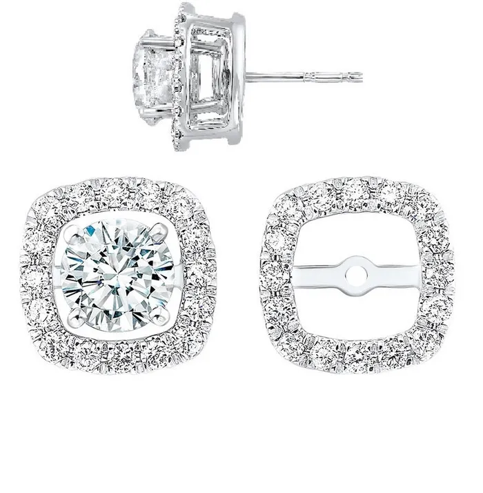 14K White Gold Halo Micro Prong Diamond Jacket Earrings 15CT Gems One Earrings 14K White Gold Halo Micro Prong Diamond Jacket Earrings 15CT Gems One Earrings