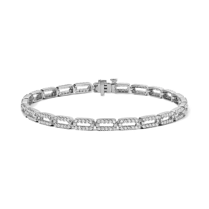 Bracelets SG Fine Gold and Pave Rectangular Link Bracelet