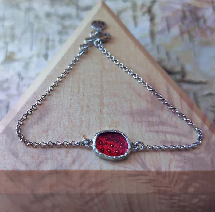 DF Project Red Enamel Silver Bracelet Bracelets