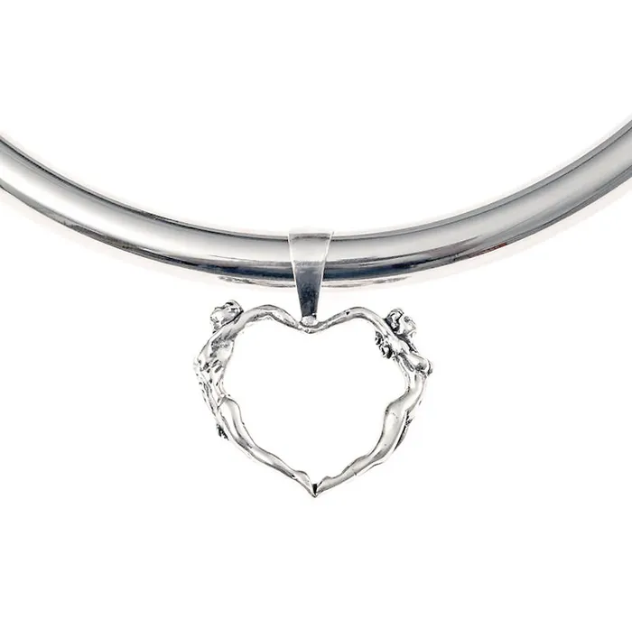 Eternity Collars Couple Heart Pendant in Sterling Silver Necklaces Eternity Collars Couple Heart Pendant in Sterling Silver Necklaces