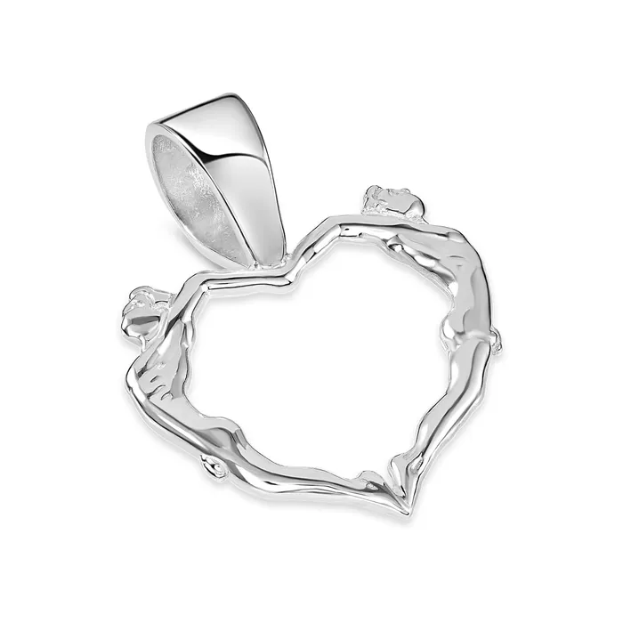 Eternity Collars Couple Heart Pendant in Sterling Silver Necklaces Eternity Collars Couple Heart Pendant in Sterling Silver Necklaces