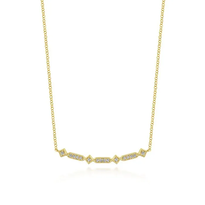 International Diamond Center Necklaces Gabriel Co Art Moderne Yellow Gold Necklace 008 CTW International Diamond Center Necklaces Gabriel Co Art Moderne Yellow Gold Necklace 008 CTW
